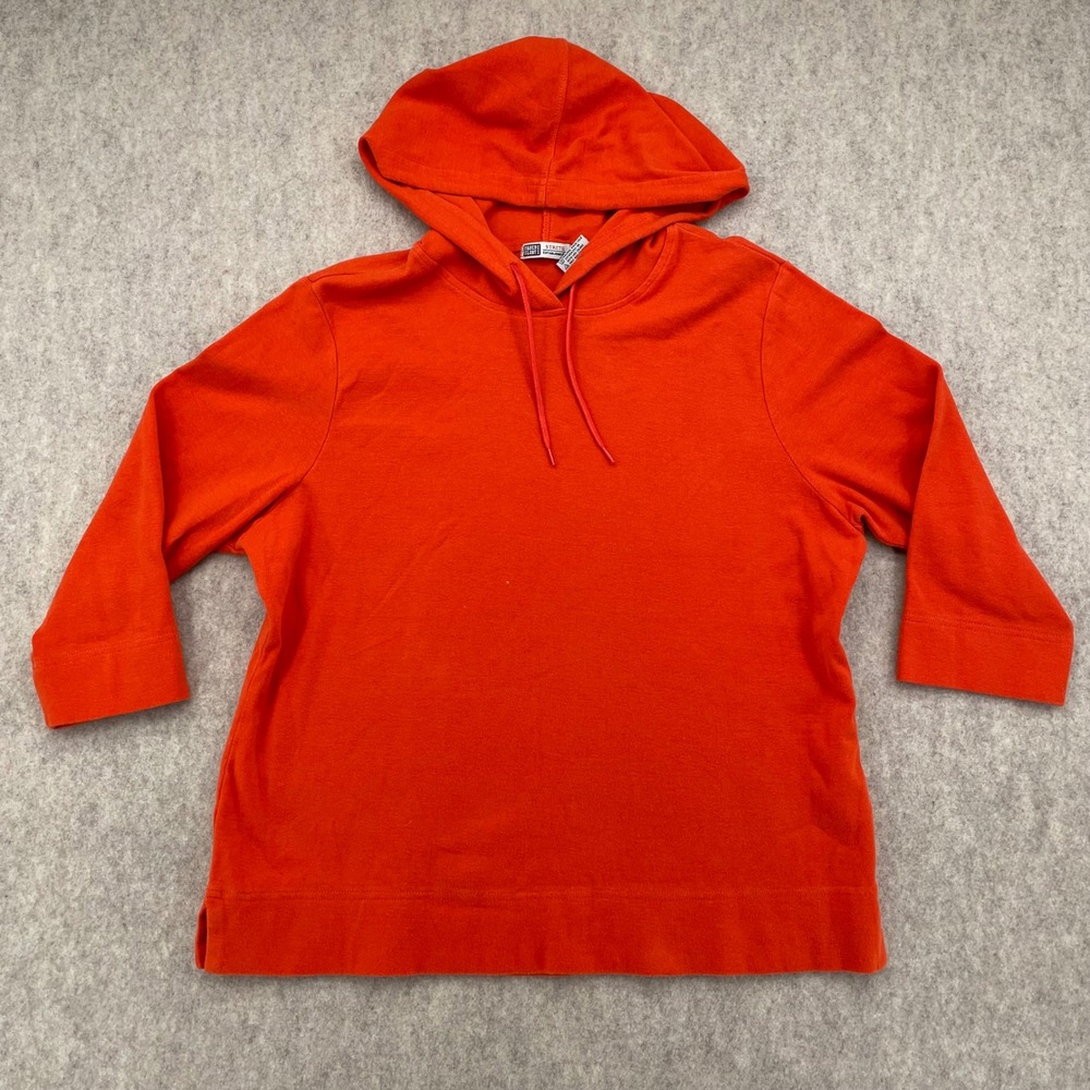 Faded Glory Sedona Orange 3/4 Sleeve Hoodie Women Large 12/14 Stretch Cotton